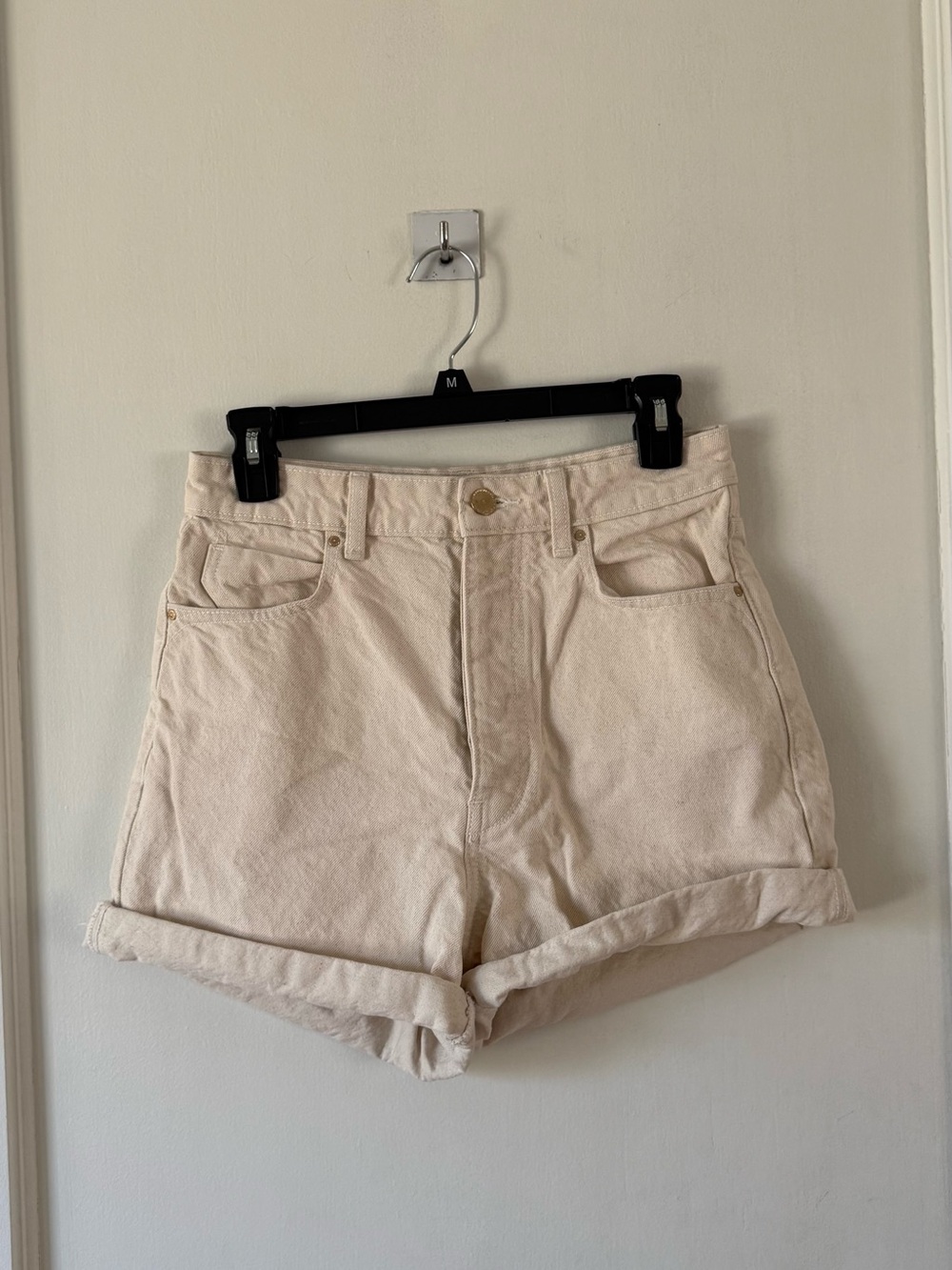 High-Rise Ecru Denim Women’s Shorts
